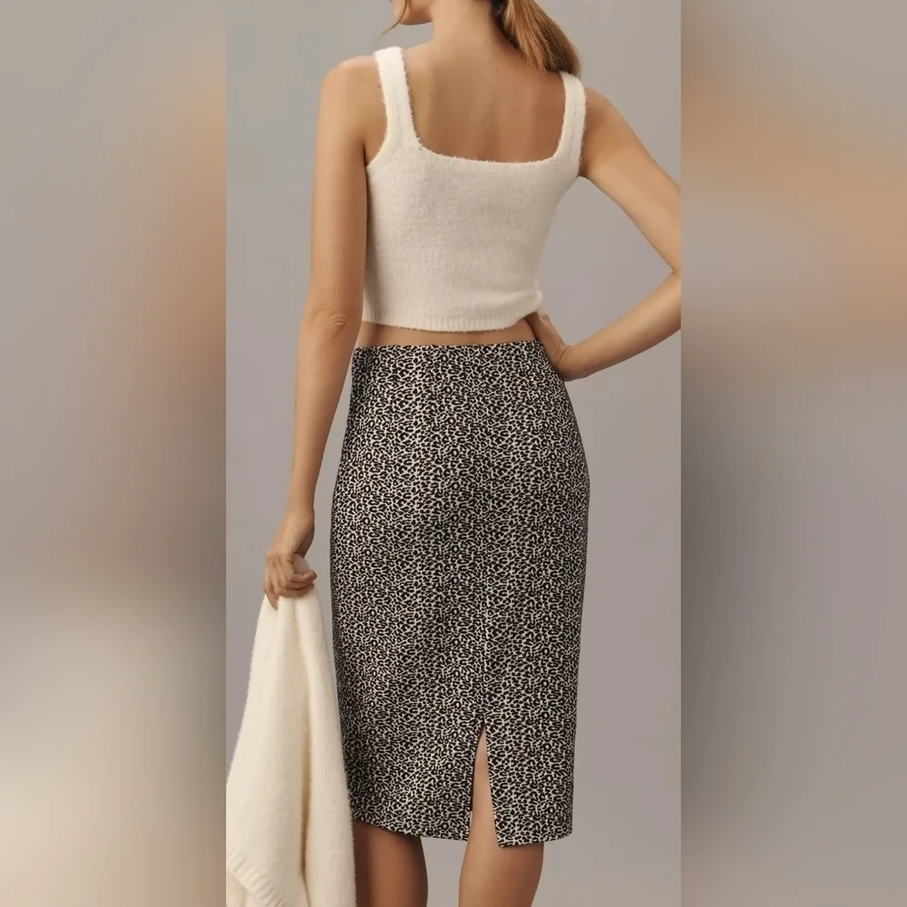 Maeve Anthropologie Knee-Length Pencil Skirt |  Black Pattern Animal Print